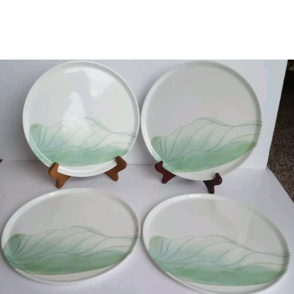 4 Zak Designs Walt Disney Rare 11" Plates Melamine Sparkle Sea Green Le…